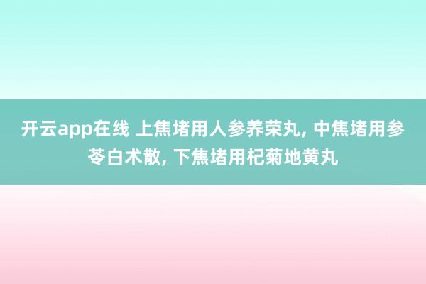 开云app在线 上焦堵用人参养荣丸, 中焦堵用参苓白术散, 下焦堵用杞菊地黄丸