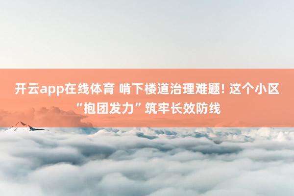 开云app在线体育 啃下楼道治理难题! 这个小区“抱团发力”筑牢长效防线