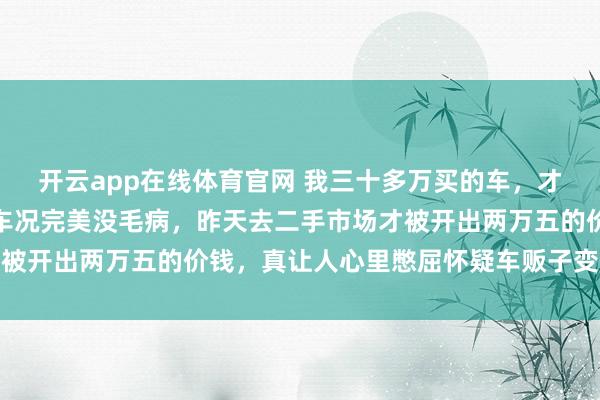 开云app在线体育官网 我三十多万买的车，才开十年公里才十万多，车况完美没毛病，昨天去二手市场才被开出两万五的价钱，真让人心里憋屈怀疑车贩子变脸这么狠