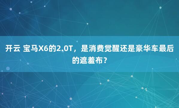 开云 宝马X6的2.0T，是消费觉醒还是豪华车最后的遮羞布？