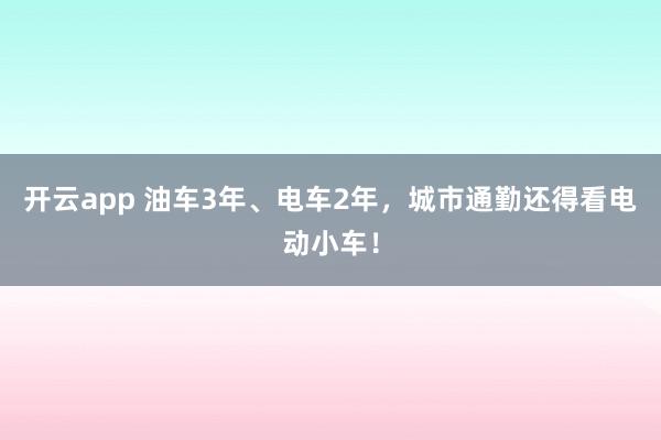 开云app 油车3年、电车2年，城市通勤还得看电动小车！