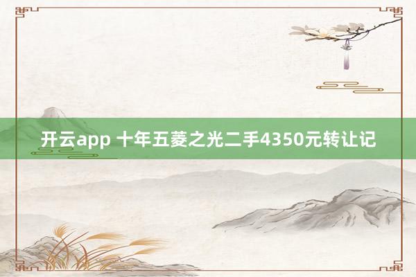 开云app 十年五菱之光二手4350元转让记