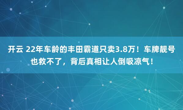 开云 22年车龄的丰田霸道只卖3.8万！车牌靓号也救不了，背后真相让人倒吸凉气！
