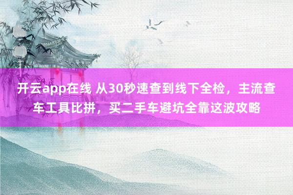 开云app在线 从30秒速查到线下全检,主流查车工具比拼,买二手车避坑全靠这波攻略