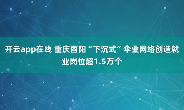 开云app在线 重庆酉阳“下沉式”伞业网络创造就业岗位超1.5万个