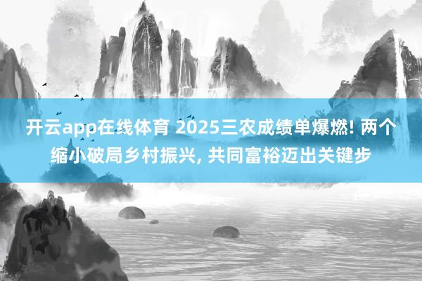 开云app在线体育 2025三农成绩单爆燃! 两个缩小破局乡村振兴， 共同富裕迈出关键步
