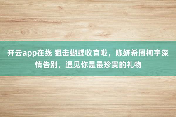 开云app在线 狙击蝴蝶收官啦，陈妍希周柯宇深情告别，遇见你是最珍贵的礼物