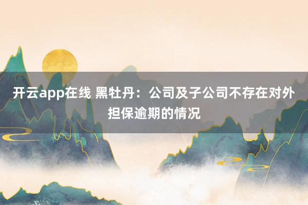 开云app在线 黑牡丹：公司及子公司不存在对外担保逾期的情况