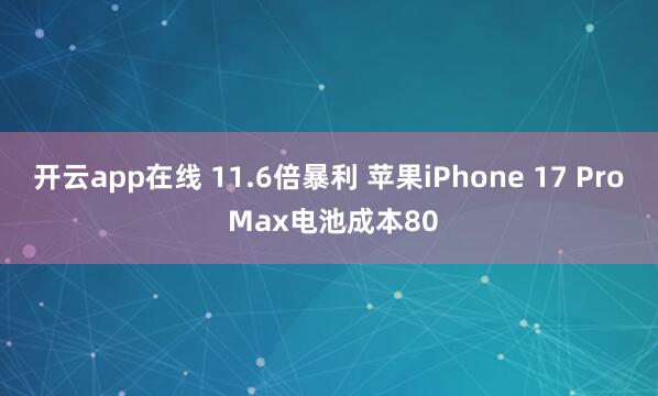 开云app在线 11.6倍暴利 苹果iPhone 17 Pro Max电池成本80